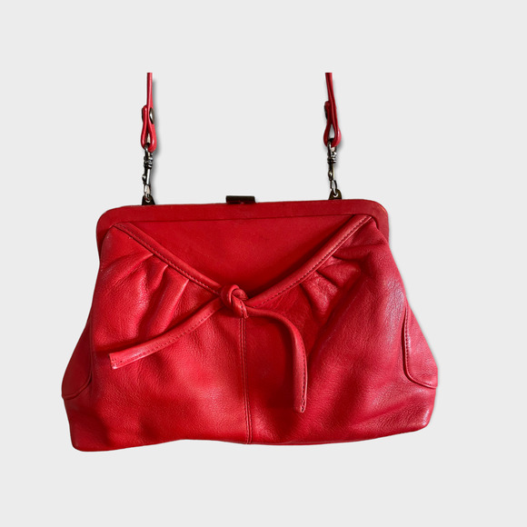 Cute Vintage Red Leather 80s crossbody clutch - Picture 2 of 7
